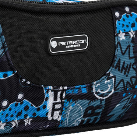 Schuletui aus Polyester mit Reißverschlüssen, bedeckt mit einem Gaming-Muster - Peterson
