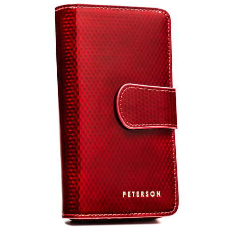 Damen-Geldbörse aus lackiertem Naturleder in Rot – Peterson