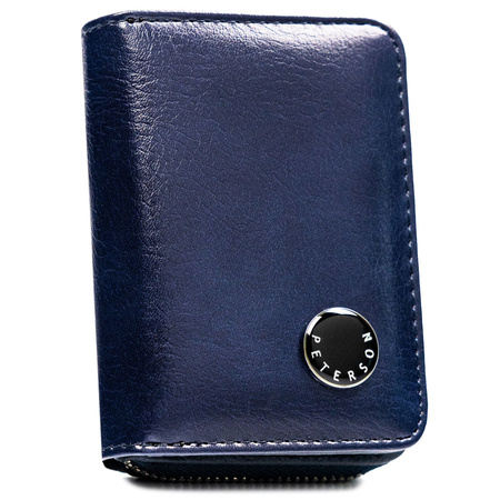 Kleine Damen-Geldbörse aus Natürlichem Leder und Öko-Leder in Marineblau - Peterson