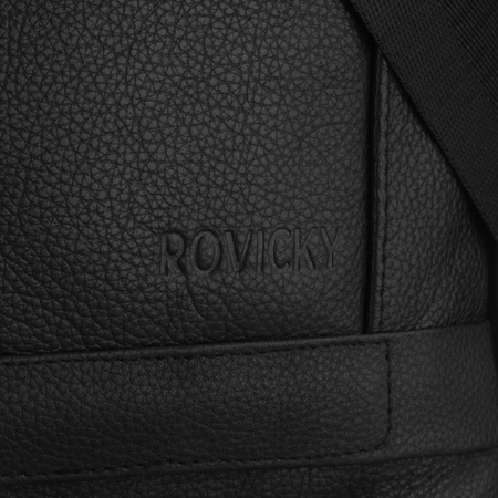 Herren-Umhängetasche aus echtem Leder, Schwarz, Einzelfach – Rovicky