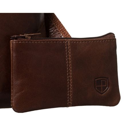 Braune Herren-Umhängetasche aus Echtleder, einkammerig und mit Reißverschluss – Peterson