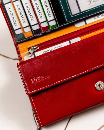 Damen Geldbörse aus Leder in Querformat mit Druckknopf – 4U Cavaldi