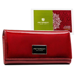 Damen-Geldbörse aus Leder im Saffiano-Stil in Rot – Peterson