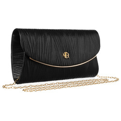 Schwarze Damen Clutch aus Öko-Leder mit Rillenmuster – Rovicky