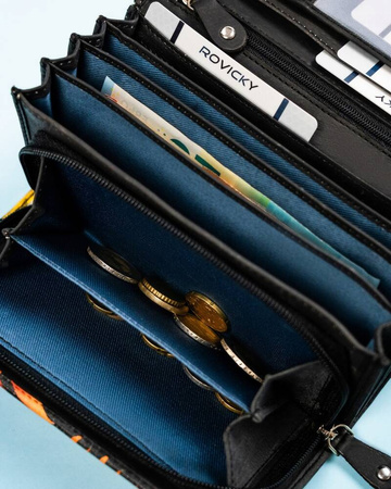 Große Damen Geldbörse aus Leder mit Druckknopf – Rovicky