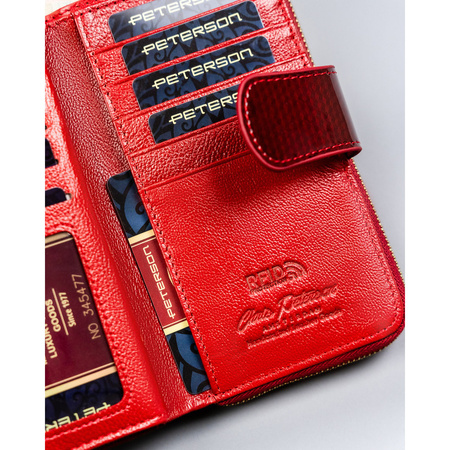 Damen-Geldbörse aus lackiertem Naturleder in Rot – Peterson