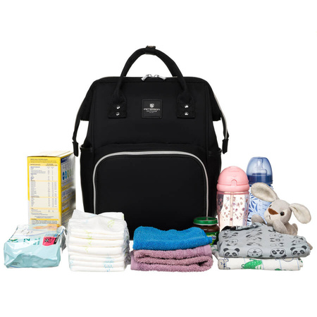 Schwarzer Rucksack aus Polyester mit Griffen zur Befestigung am Trolley – Peterson