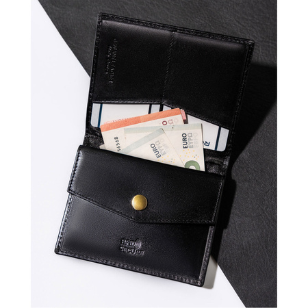Pionierartige, schwarze Herren Geldbörse aus Leder ohne äußeren Verschluss – Rovicky