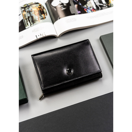 Große Damen Geldbörse aus Leder in Schwarz mit RFID – Peterson