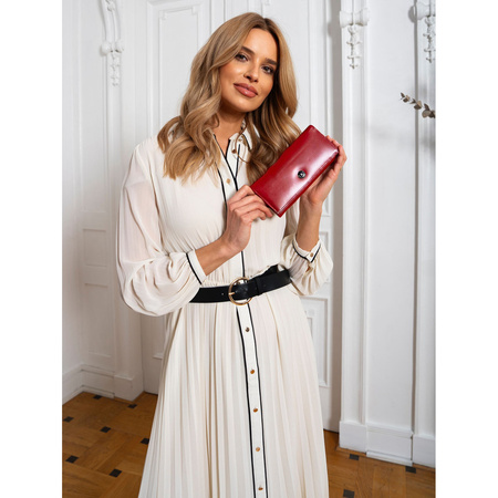 Elegante Damen Geldbörse aus Leder in Rot mit Druckknopf – Peterson