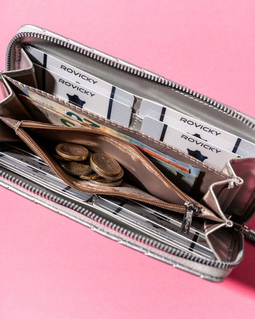 Damen Federmäppchen-Portemonnaie groß aus Öko-Leder – Rovicky