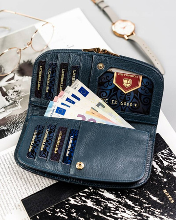 Damen Geldbörse aus Leder mit holografischen Schmetterlingen – Peterson