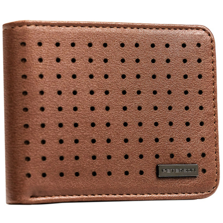 Braune Herren Geldbörse ohne Verschluss mit dezentem Lochmuster – Peterson