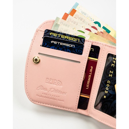 Moderne kleine Damen Geldbörse aus Öko-Leder mit Blumenmuster – Peterson