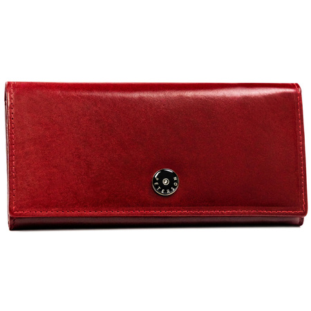 Elegante Damen Geldbörse aus Leder in Rot mit Druckknopf – Peterson