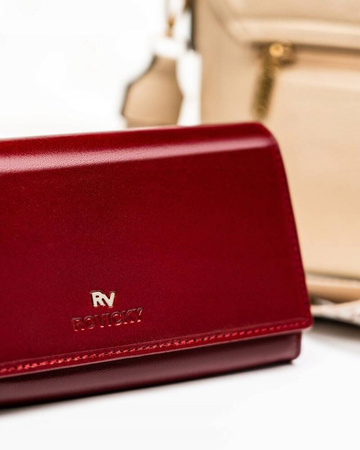 Große Damen Geldbörse aus Leder mit RFID-Schutz und Druckknopf – Rovicky