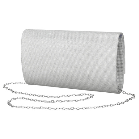 Silberne, elegante Damenhandtasche aus synthetischem Stoff mit Magnetverschluss – Rovicky