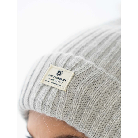 Modische Wintermütze mit Bommel in Grau – Peterson