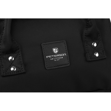 Schwarzer Rucksack aus Polyester mit Griffen zur Befestigung am Trolley – Peterson