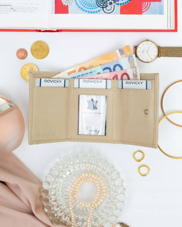 Kleiner Damen Geldbörse mit Druckknopf aus echtem Leder – Rovicky