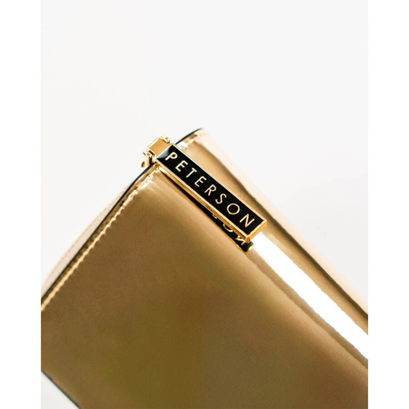 Elegante, kleine Damen Geldbörse in Gold aus echtem Leder – Peterson