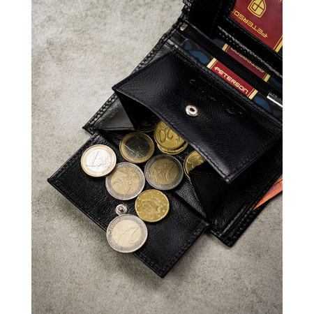 Große, schwarze Herren Geldbörse aus Leder ohne äußeren Verschluss – Peterson