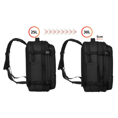 Geräumiger schwarzer Reiserucksack mit Vakuumfach & Laptopfach – Peterson