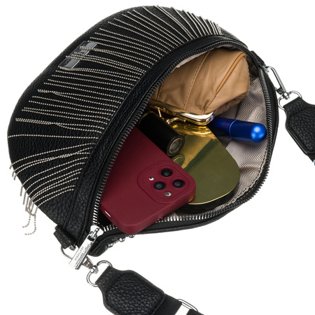 Stilvolle schwarze Damen-Gürteltasche aus Öko-Leder – Peterson