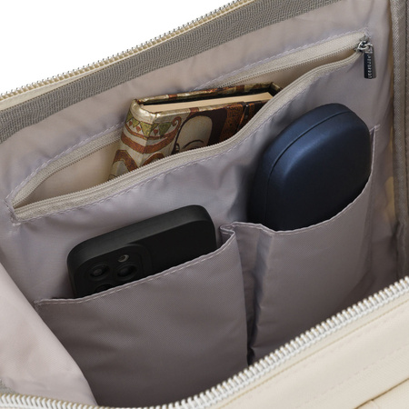 Damen Rucksack aus Polyester in Ecru mit Laptopfach und USB-Anschluss – Peterson