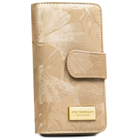 Beige Herren-Geldbörse im Hochformat aus echtem Leder und Öko-Leder – Peterson