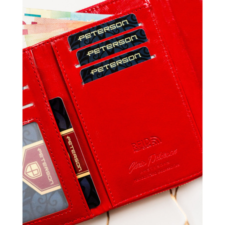 Modische, farbige Damen-Geldbörse aus Öko-Leder mit Blumenmuster - Peterson