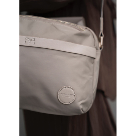 Damen-Umhängetasche aus Nylon in Beige, ein Hauptfach und mit Reißverschluss – Peterson