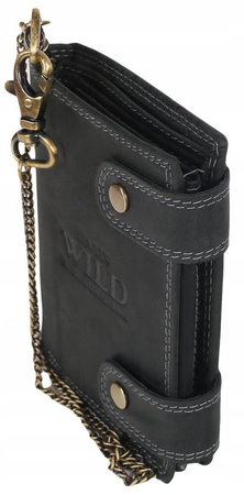 Attraktive Herren Geldbörse aus Leder mit Messingkette – Always Wild