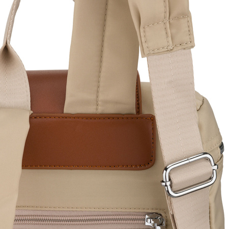 Beige-brauner Damen-Rucksack aus Polyester mit Reißverschluss – Peterson