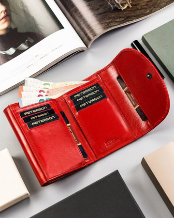 Klassische Damen Geldbörse aus Leder mit Druckknopf – Peterson