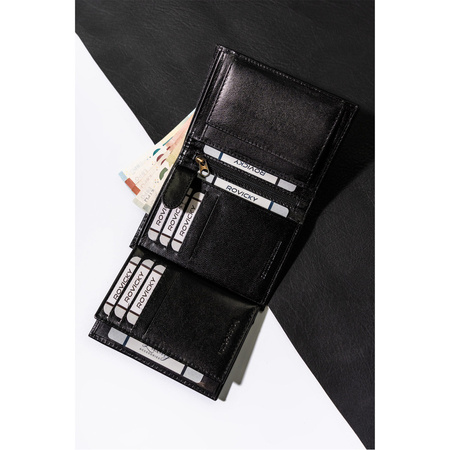 Elegante vertikale Geldbörse aus echtem Leder – Rovicky