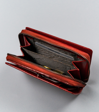 Damen Geldbörse hochkant aus Büffelleder, mit Druckverschluss, RFID – Rovicky