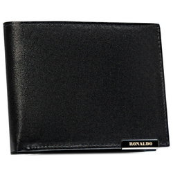 Herren Geldbörse querformat schwarz aus Leder ohne Außenverschluss – Ronaldo