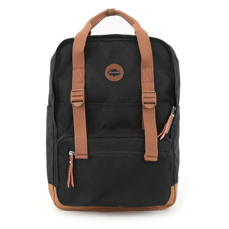 Schwarz-brauner großer City Rucksack mit Laptopfach – Himawari