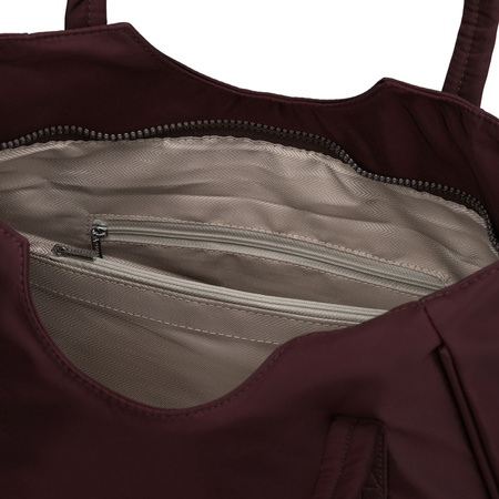 Bordeauxfarbener Damen-Shopper aus Polyester, einteilig und mit Reißverschluss – Peterson