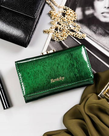 Damen Geldbörse aus Leder mit Bügel- und Druckknopfverschluss – Rovicky