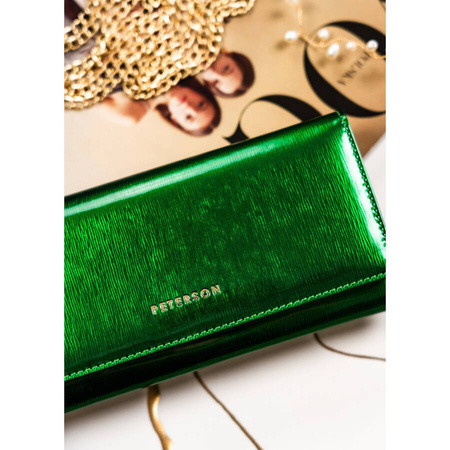 Klassische Damen Geldbörse aus grünem Lackleder als Geschenk – Peterson