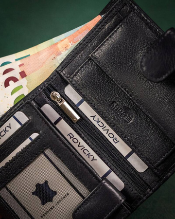 Klassische Herren Geldbörse aus Leder mit Druckknopf – Rovicky