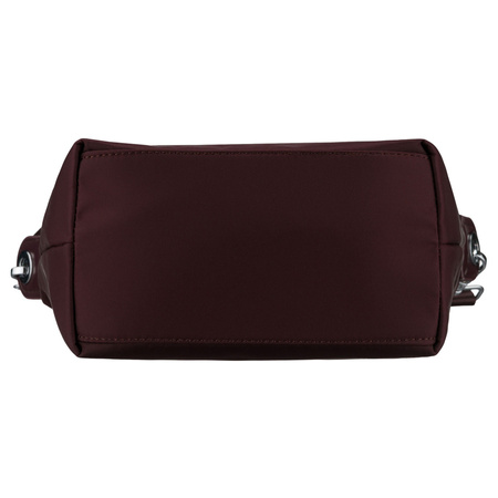 Bordeauxfarbene Damen-Umhängetasche aus Polyester, aufgehängt an einem breiten Gürtel und handlichen Griffen – Peterson