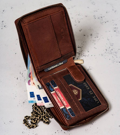 Große Herren Geldbörse aus Leder mit Kette – Peterson