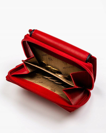 Kleine Damen Geldbörse aus Leder mit Druckknopf und Reißverschluss – Peterson