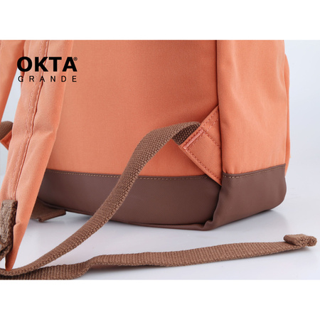 Orange-brauner City Rucksack mit Reißverschluss – Himawari