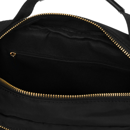 Schwarze Damen-Umhängetasche aus Nylon, ein Hauptfach und mit Reißverschluss geschlossen - Peterson