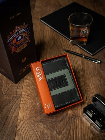 Herren Geldbörse hochkant aus Nubukleder mit Jeansdetails – Always Wild