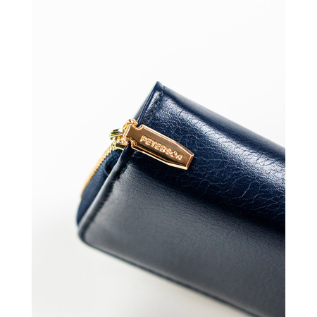 Kleine dunkelblaue Damen Geldbörse aus Öko-Leder mit RFID-Schutz – Peterson